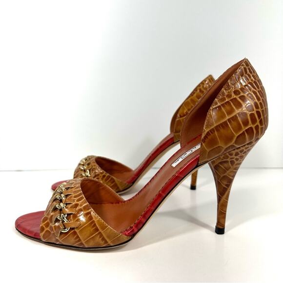 Oscar de la Renta Red and Brown Heels - Picture 9 of 14